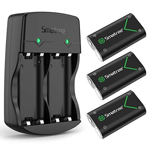 Smatree - Batería Recargable para Mando Xbox Series X/Xbox Series S/Xbox One/Xbox One S/Xbox One X/Xbox Elite inalámbrica, 2000mAh (3-Pack) NI-MH baterías y Cargador con 2 Ranuras