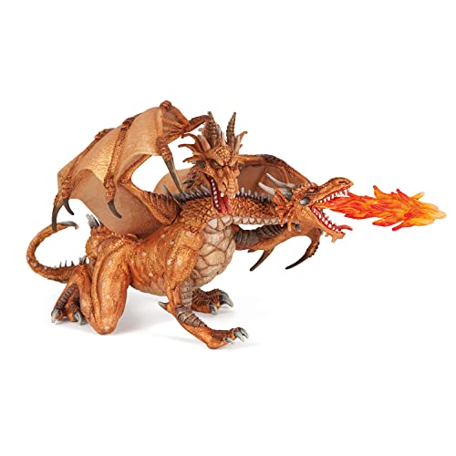 Papo 38938-Or Figura de dragón con 2 Cabezas, Color Oro (38938)