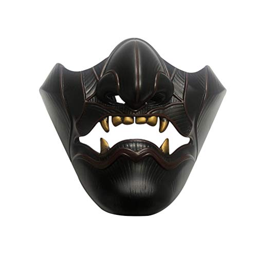 KKPLZZ Ghost of Tsushima Mask Prajna Half Face Japanese Warrior Mask Segundo Elemento Cosplay Halloween Mask Game Character Ghost Face Mask