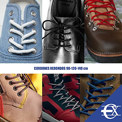 EUROXANTY Cordones Redondos | Para todo tipo de calzado | Cordones Fuertes | No se Desatan con Facilidad | Material Resistente y Duradero | 120 cm Negro