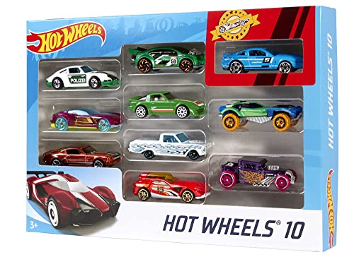 Hot Wheels Pack de 10 vehículos, coches de juguete unisex (modelos surtidos) (Mattel 54886)