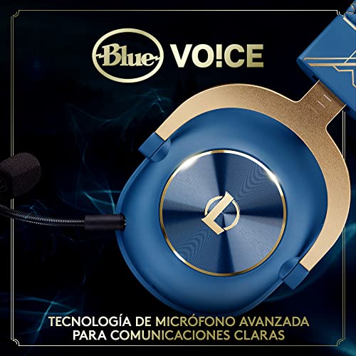 Logitech G PRO X Auriculares Gaming - Blue VO!CE, Micrófono Extraíble, Almohadillas de Espuma Viscoelástica, DTS 7.1, Transductores PRO G 50 mm, Edición Oficial League of Legends - Azul/Oro